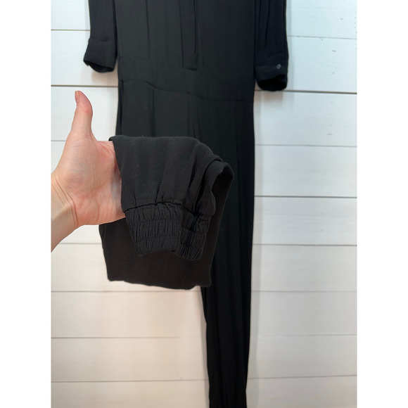 MONROW / Revolve - Small - Crepe Long Sleeve Jumpsuit in Black - Picture 4 of 13